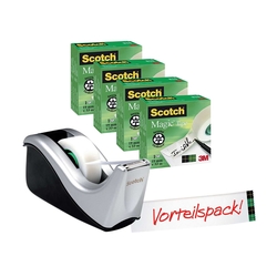 SCOTCH Tischabroller - inkl. 4 Rollen Magic Tape 810, silber/schwarz