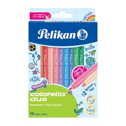 PELIKAN Doppelfasermale Colorella® duo - 12 Farben, 1 mm und 2 mm, sortiert