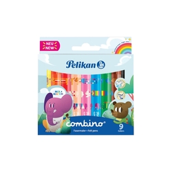 PELIKAN Fasermaler combino® Super 411 - 9 Farben, 1 mm, mit Tiermotiven sortiert