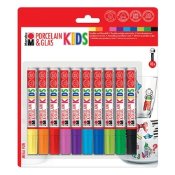 MARABU Porcelain & Glas Painter KIDS - 1 - 3 mm, 10 Farben sortiert
