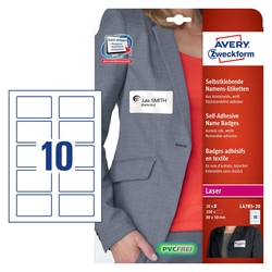 AVERY ZWECKFORM Namens-Etiketten aus Acetatseide, weiß, 80x50mm, 200 Etiketten