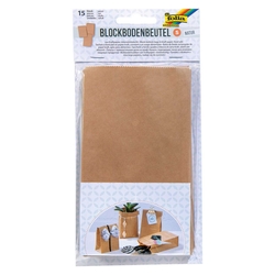 FOLIA Papiertüten S "natur" - 10 x 17,5 x 5,5 cm, 15 Stück, lebensmittelecht