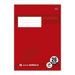 STAUFEN PREMIUM Schulblock PREMIUM LIN 26 - A4, 50 Blatt, 90 g/qm, kariert mit Rand