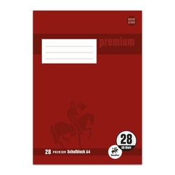 STAUFEN PREMIUM Schulblock PREMIUM LIN 28 - A4, 50 Blatt, 90 g/qm, kariert mit Randlinien