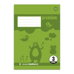 STAUFEN PREMIUM Schulblock PREMIUM LIN 3 - A4, 50 Blatt, 90 g/qm blanko Doppellinien farbig