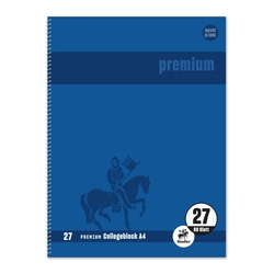 STAUFEN PREMIUM Collegeblock Premium LIN 27 - A4, 80 Blatt, 90 g/qm, blau, liniert mit Doppelrand
