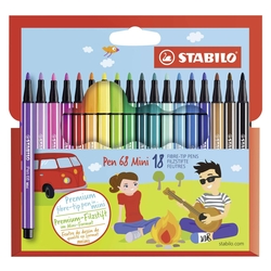 STABILO Premium-Filzstift - Pen 68 Mini - 18er Pack - mit 18 verschiedenen Farben
