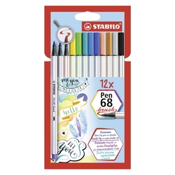 STABILO Premium-Filzstift mit Pinselspitze für variable Strichstärken - Pen 68 brush - 12er Pack - mit 12 verschiedenen Farben