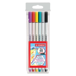 STABILO Premium-Filzstift mit Pinselspitze Pen 68 brush - 6er Etui