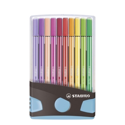 STABILO Premium-Filzstift - Pen 68 ColorParade - 20er Tischset in anthrazit/hellblau - mit 20 verschiedenen Farben