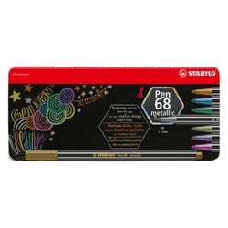 STABILO Premium Metallic-Filzstift - Pen 68 metallic - 8er Metalletui - mit 8 verschiedenen Metallic-Farben
