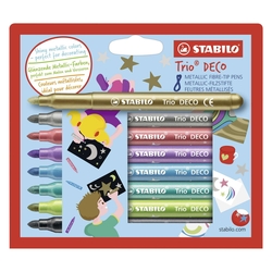 STABILO Metallic-Filzstift mit robuster XL-Spitze - Trio DECO - 8er Pack - mit 8 verschiedenen Farben