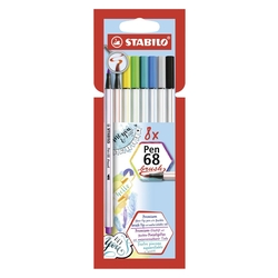 STABILO Premium-Filzstift mit Pinselspitze für variable Strichstärken - Pen 68 brush - 8er Pack - mit 8 verschiedenen Farben