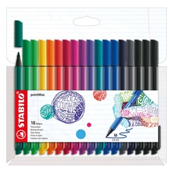 STABILO Filzschreiber pointMax - 0,8 mm, 18 Farben sortiert, Etui