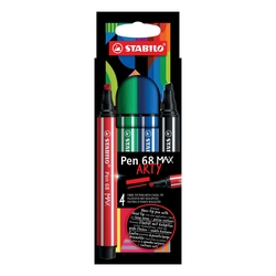 STABILO Premium-Filzstift Pen 68 MAX Etui ARTY- 4 Stück sortiert