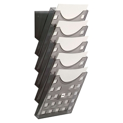 HELIT Wand-Prospekthalter - A4 hoch, grau transparent