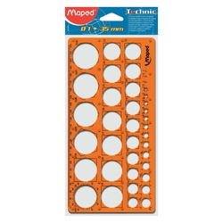 MAPED Kreisschablone, Kreise von 1 bis 35 mm, orange-transparent