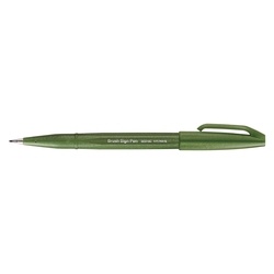 PENTEL Kalligrafiestift Sign Pen Brush - Pinselspitze, olivgrün