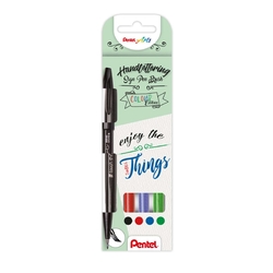 PENTEL Faserschreiber Brush Pen - 0,2-2,0 mm, 4er Pack sortiert