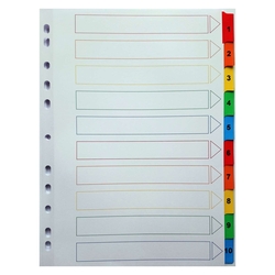 NEUTRAL Zahlenregister - 1 - 10, Karton, A4, 10 Blatt + Indexblatt, weiß