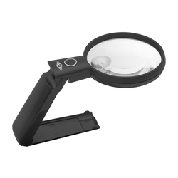 WEDO Tischlupe Ø 9 cm mit Standfuß - beleuchtet,  2-fach, schwarz