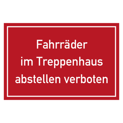 Verbotszeichen Fahrräder im Treppenhaus abstellen verboten