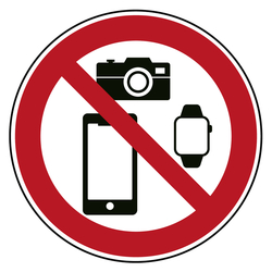 Bodenmarkierung Verbotszeichen Smartphones, Smartwatches und Fotoapparate verboten