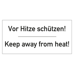 Paketaufkleber Vor Hitze schützen! Keep away from heat! Weiß