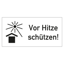 Paketaufkleber mit Symbol und Text Vor Hitze schützen Weiß