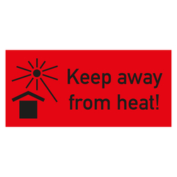 Paketaufkleber Vor Hitze schützen mit Text Keep away from heat Rot