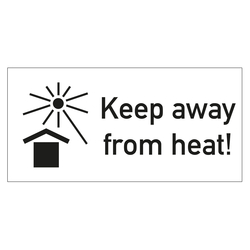 Paketaufkleber Vor Hitze schützen mit Text Keep away from heat Weiß