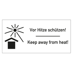 Paketaufkleber Vor Hitze schützen mit Text Vor Hitze schützen! Keep away from heat! Weiß