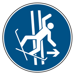 Gebotszeichen Im Fall eines Sturzes Schleppspur sofort verlassen DIN EN ISO 7010 M035