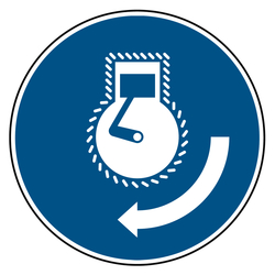 Gebotszeichen Motor starten beim Aussetzvorgang DIN EN ISO 7010 M038