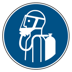 Gebotszeichen Umgebungsluftunabh&auml;ngigen Atemschutz benutzen DIN EN ISO 7010 M047