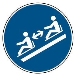 Gebotszeichen Abstand zwischen Schlitten einhalten DIN EN ISO 7010 M052