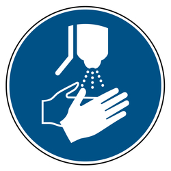 Gebotszeichen H&auml;nde desinfizieren DIN EN ISO 7010 M061