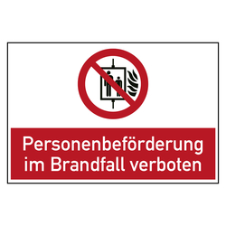 Bodenaufkleber Verbotszeichen Personenbef&ouml;rderung im Brandfall verboten