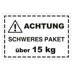 Paketaufkleber Achtung Schweres Paket &uuml;ber 15 kg