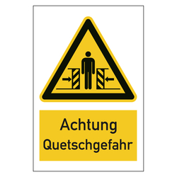 Warnzeichen Achtung Quetschgefahr Kombischild