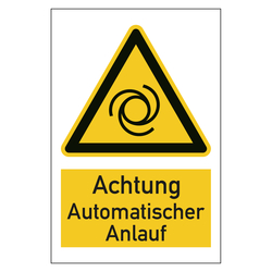 Warnzeichen Achtung Automatischer Anlauf Kombischild