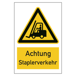 Warnzeichen Achtung Staplerverkehr Kombischild