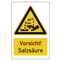 Warnzeichen Vorsicht! Salzs&auml;ure Kombischild