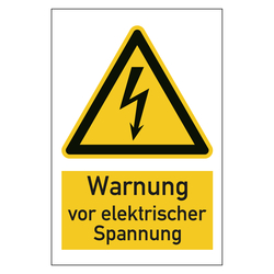 Warnzeichen Warnung vor elektrischer Spannung Kombischild