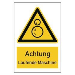 Warnzeichen Achtung Laufende Maschine Kombischild