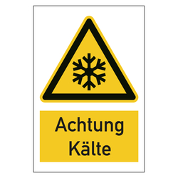 Warnzeichen Achtung K&auml;lte Kombischild