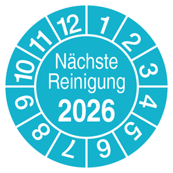 Pr&uuml;fplaketten N&auml;chste Reinigung T&uuml;rkis