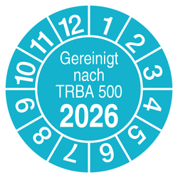 Pr&uuml;fplakette Gereinigt nach TRBA 500 T&uuml;rkis