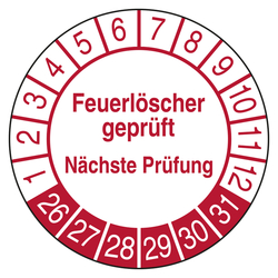 Pr&uuml;fplaketten Feuerl&ouml;scher gepr&uuml;ft N&auml;chste Pr&uuml;fung Wei&szlig;