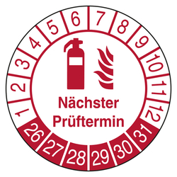 Pr&uuml;fplaketten N&auml;chster Pr&uuml;ftermin Feuerl&ouml;scher Wei&szlig;